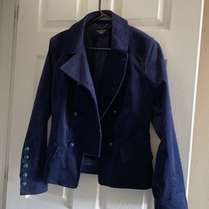 Faux blue velvet moto jacket